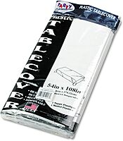 Tablemate Table Set Rectangular Table Cover, Heavyweight Plastic, 54" X 108", White, 6/pack