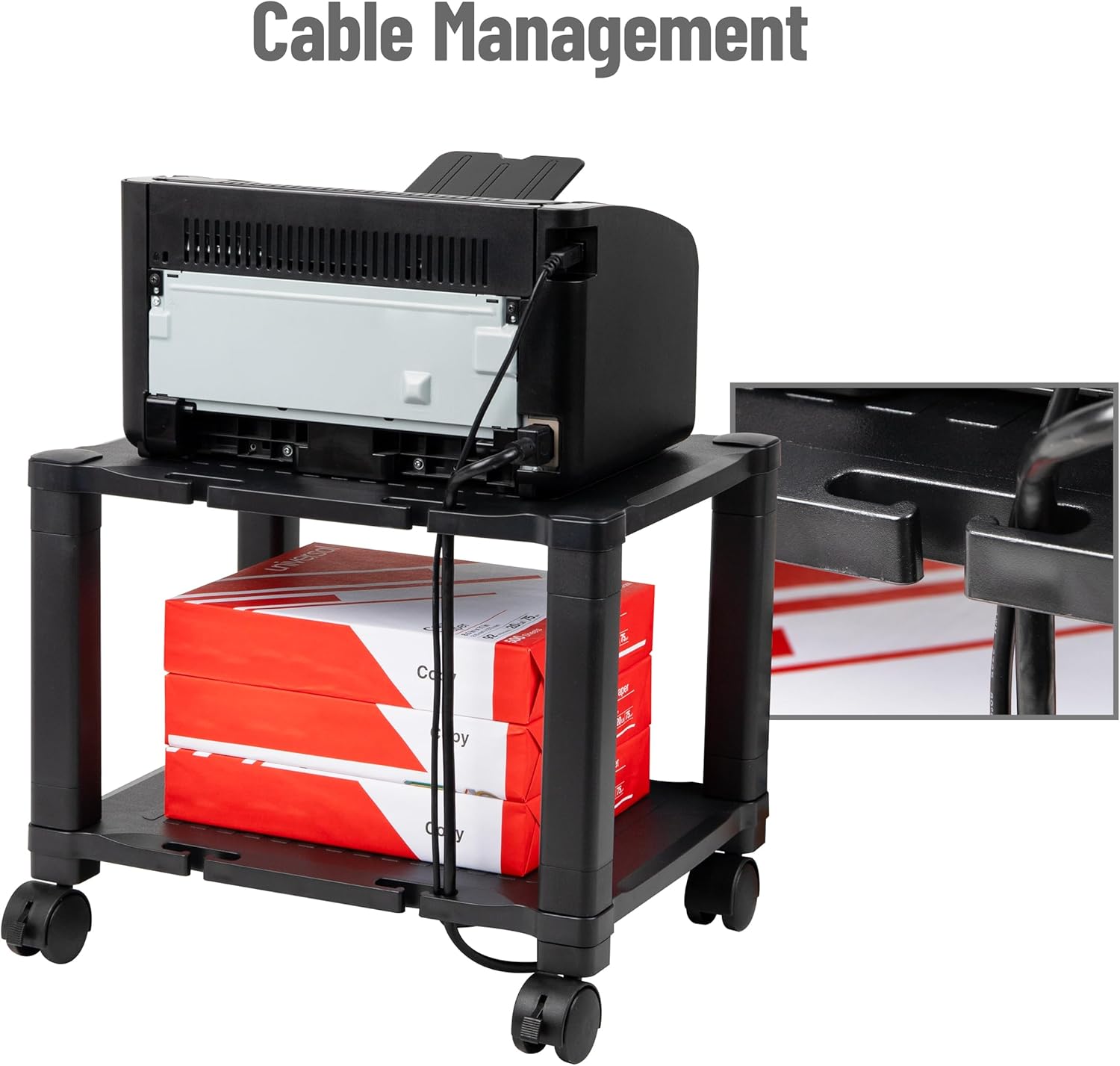 Mind Reader Rolling Printer Cart, Utility Cart, Printer Stand, Under Desk Storage, Office, 17.25"L x 13.5"W x 14.25"H