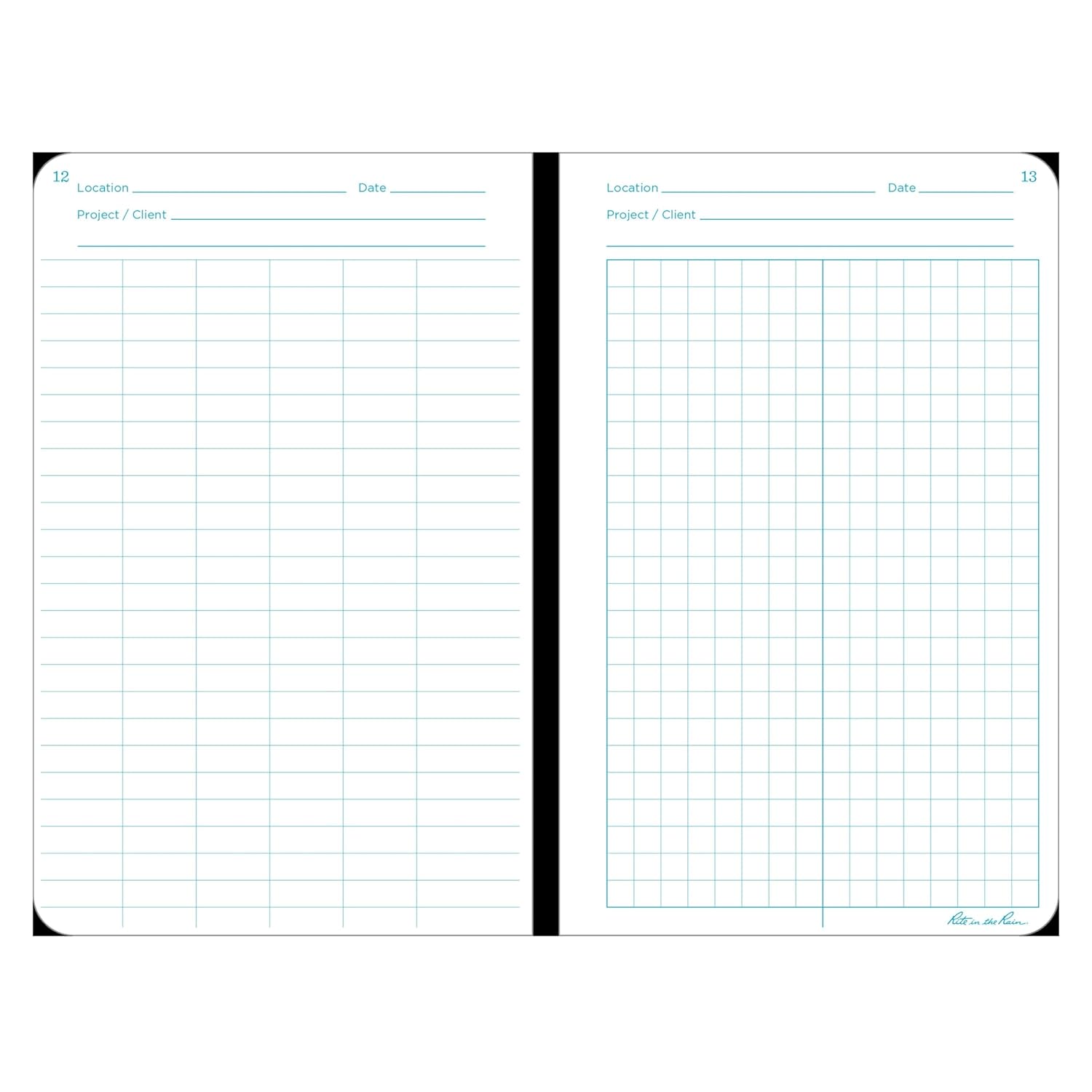 Rite in the Rain Weatherproof Hard Cover Notebook, 4.75" x 7.5", Yellow Cover, Environmental Pattern (No. 550F)