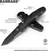 Benchmade - Barrage 583 Tactical Knife, Serrated Tanto Blade with Black Handle (583SBK)