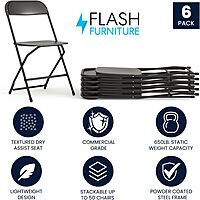 Flash Furniture Hercules Series Commercial-Grade Plastic Folding Chair - 650LB Weight Capacity