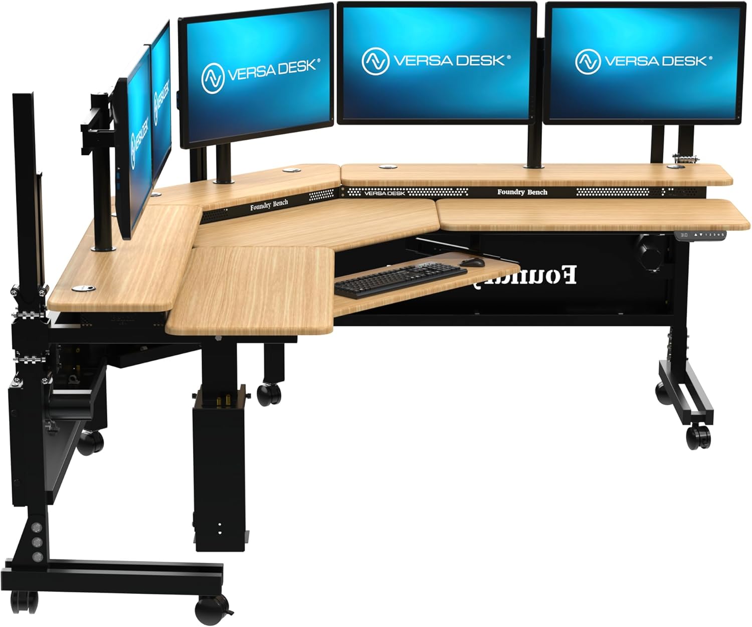 VERSADESK® Foundry Bench 80" x 80" Extra Wide L-Shaped Split-Level Corner Standing Desk | Electric Height Adjustable. 1"