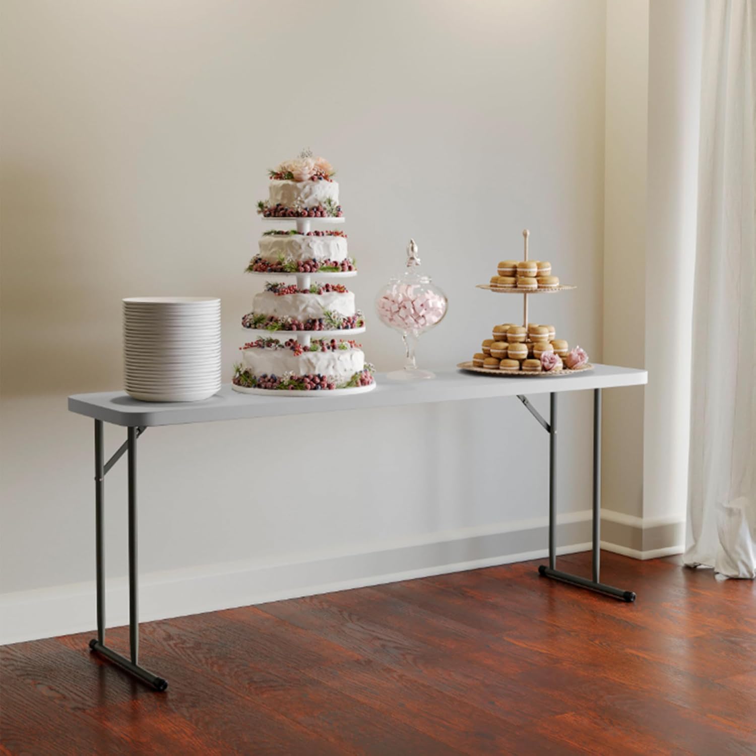 Flash Furniture Kathryn 6' Rectangular Plastic Folding Table, Long Plastic Foldable Table for Indoor/Outdoor Events