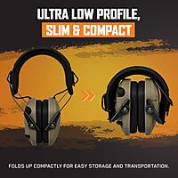 WALKER'S Razor Slim Electronic Earmuffs Ultra Low-Profile Folding Hearing Protection