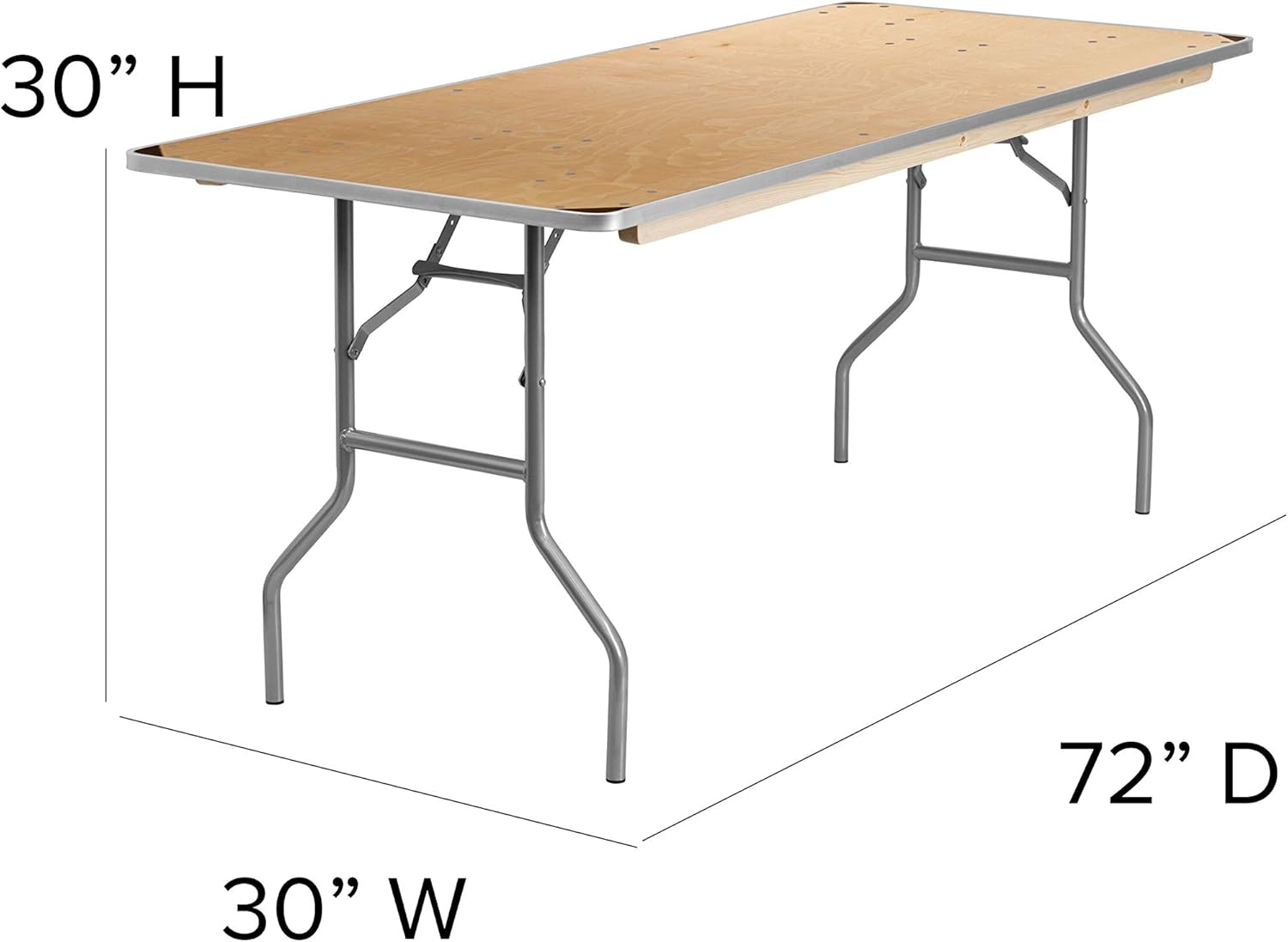 Flash Furniture Fielder 6-Foot Rectangular Birchwood Folding Banquet Table with Metal Edges and Amara 72'' x 12'' x 12''