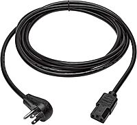 Eaton Tripp Lite Series Desktop Computer AC Power Cord, Right-Angle NEMA 5-15P to C13 - 10A, 125V, 18 AWG, 10 ft. (3.05 m), Black - P00601015D