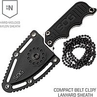 SOG Instinct Mini Small Fixed Blade Knife- 8.75 Inch x 1 Inch x 4 Inch Full Tang Adjustable Clip Belt or Boot Knife with Tactical Knife Sheath and Neck Knife Lanyard (NB1002-CP)