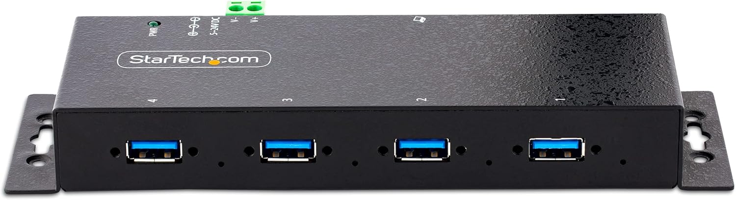 StarTech.com 4-Port Industrial USB 3.0 5Gbps Hub, Rugged USB Hub with ESD Protection, DIN/Wall/Desk Mountable USB-A Hub