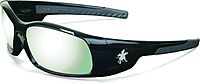 MCR Safety Glasses SR117 Swagger Brash Look Polycarbonate Dual Lens with Polished Black Frame and Silver Mirror Lens Black