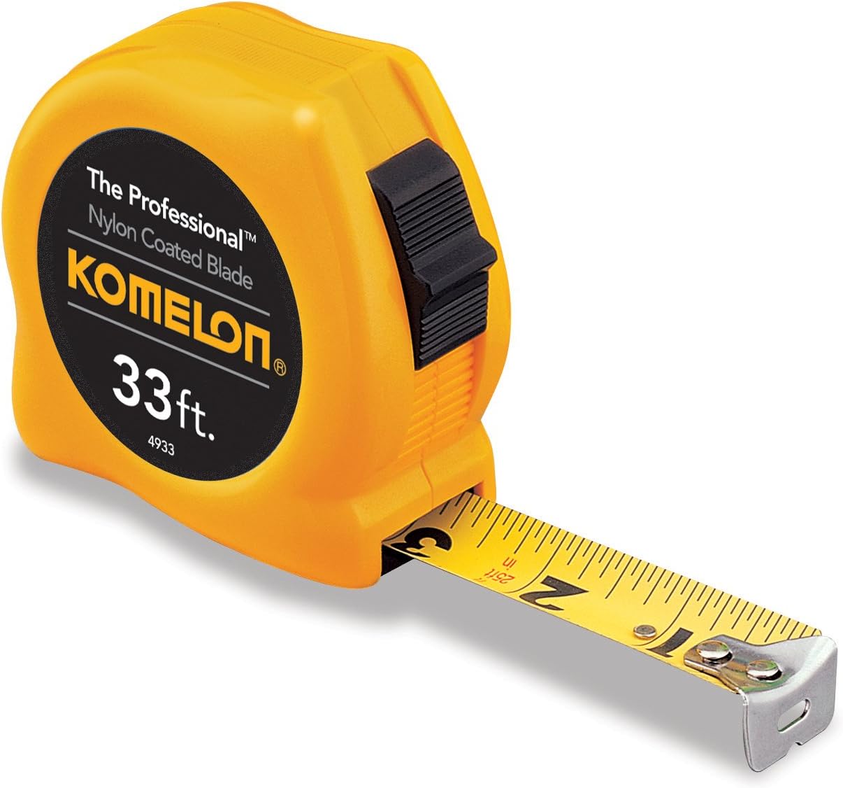 Komelon 4933 The Professional Nylon Coated Steel Blade Tape Measure 33-Foot by 1-Inch, Yellow Case