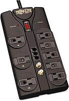 Tripp Lite TLP808TELTV TLP808TELTV Surge Suppressor, 8 Outlets, 8 ft Cord, 2160 Joules, Dark Gray