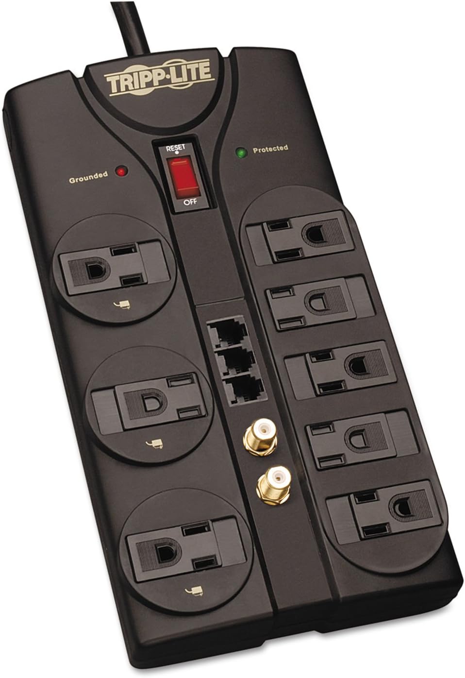 Tripp Lite TLP808TELTV TLP808TELTV Surge Suppressor, 8 Outlets, 8 ft Cord, 2160 Joules, Dark Gray
