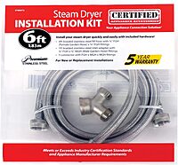 Certified Appliance Accessories Braided Stainless Steel Steam Dryer Installation Kit, 6ft - Stainless Steel, PVC, Polyester, Vinyl - STMKIT3