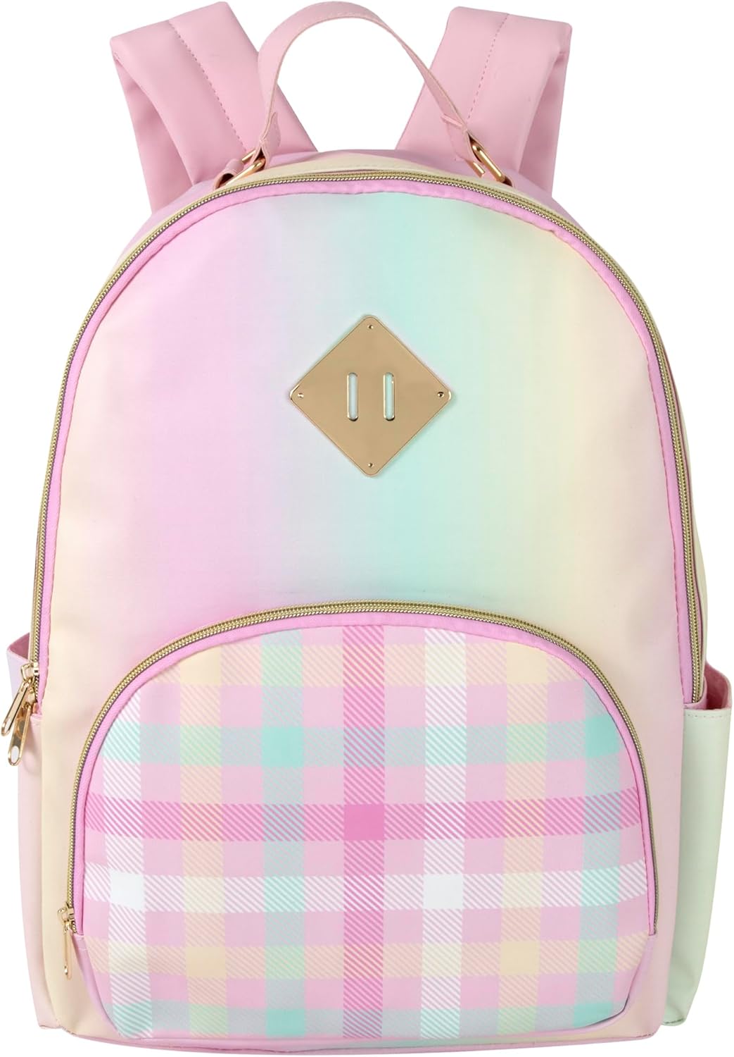 Emma & Chloe Pastel Waterproof Vinyl Backpack for Traveling and Commuting (Ombre Stripes)
