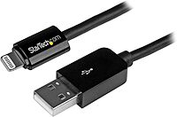 StarTech.com 3m (10ft) Long Black Apple® 8-pin Lightning Connector to USB Cable for iPhone / iPod / iPad - Charge and Sync Cable (USBLT3MB)