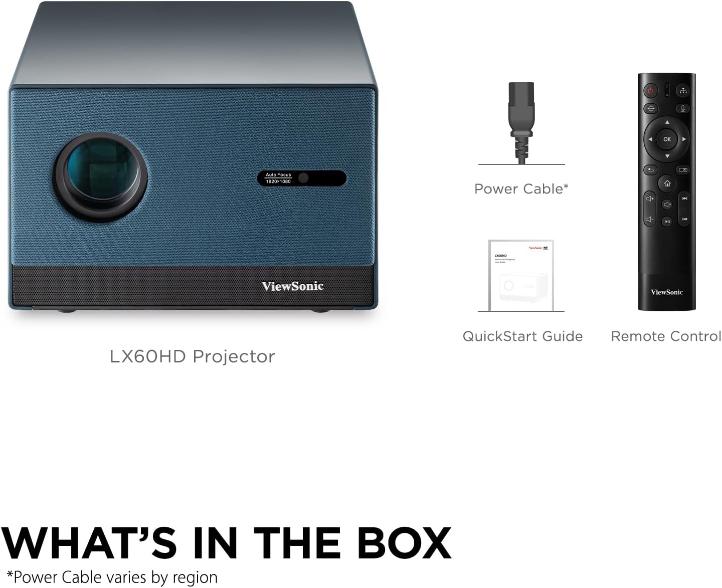 ViewSonic LX60HD 1080p LED Portable Projector with Built-in Google TV, H/V Keystone, Auto Focus, Bluetooth