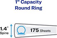 Avery Economy 3 Ring Binder, 1" Round Rings, 1 Black Binder (03301) 1" Classic