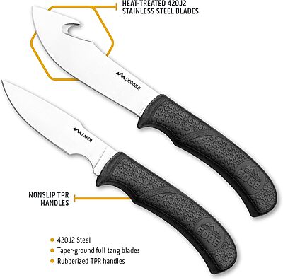 OUTDOOR EDGE Game-Pro 11-Piece Butcher Knife Set | Caping & Boning Knives, Deer Skinning Knife, Bone Saw, Game Shears
