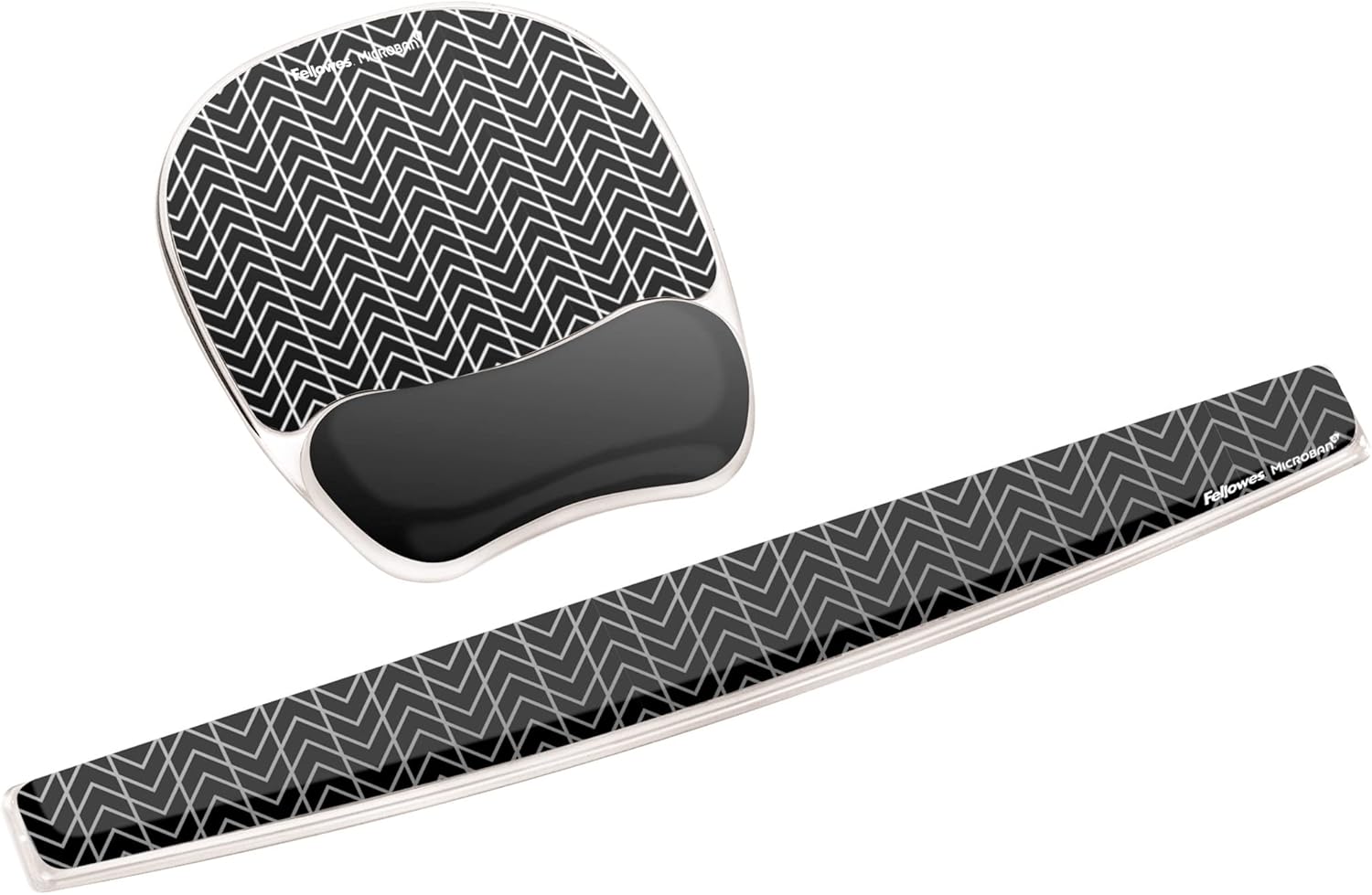 Fellowes Photo Gel Mouse Pad Wrist Rest with MICROBAN - Black Chevron (9549901)