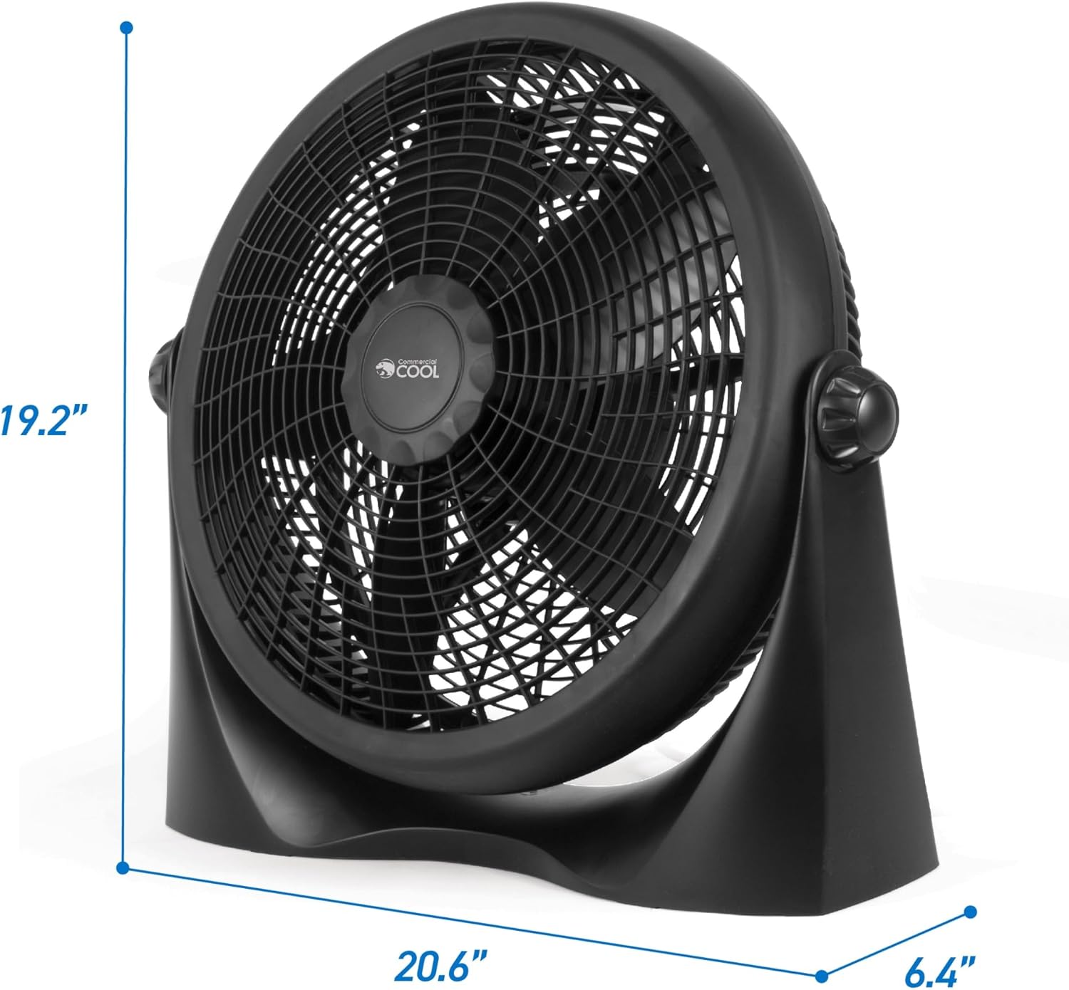 Commercial Cool 16in High-Velocity Floor Fan, 19-3/16inH x 20-9/16inW x 6-7/16inD, Black