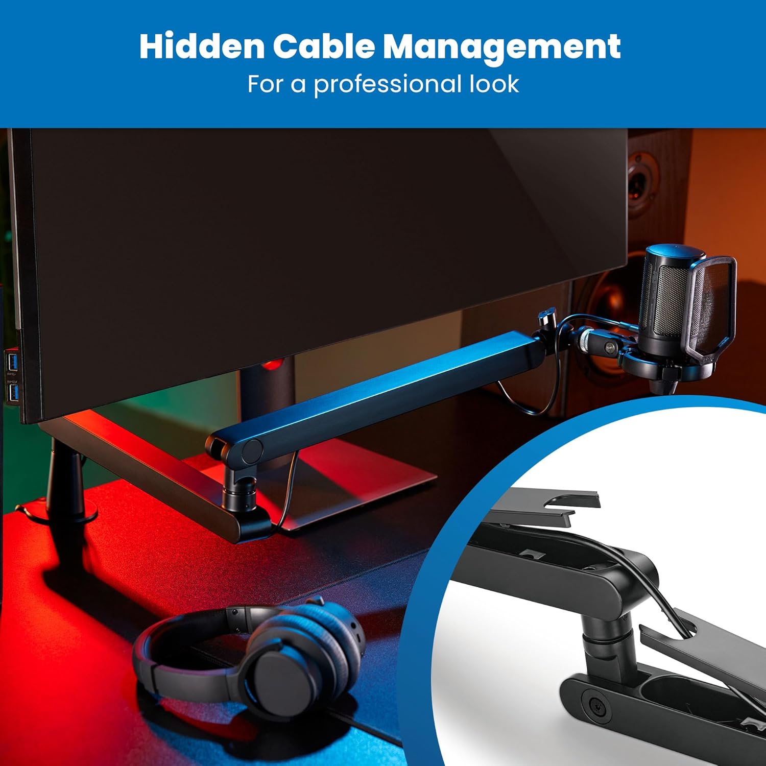 Mount-It! Mic Arm, Microphone Boom Arm, Adjustable Full Motion Mic Desk Mount, for Streaming, Gaming - to 27.8", Black