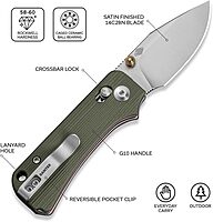 CIVIVI Small Pocket Knife for EDC, Baby Banter 2 - TG Crossbar Lock folding Knife with 2.34" 14C28N Blade Two-toned G10 Handle, Titanium Thumb Stud Opener C24074-1
