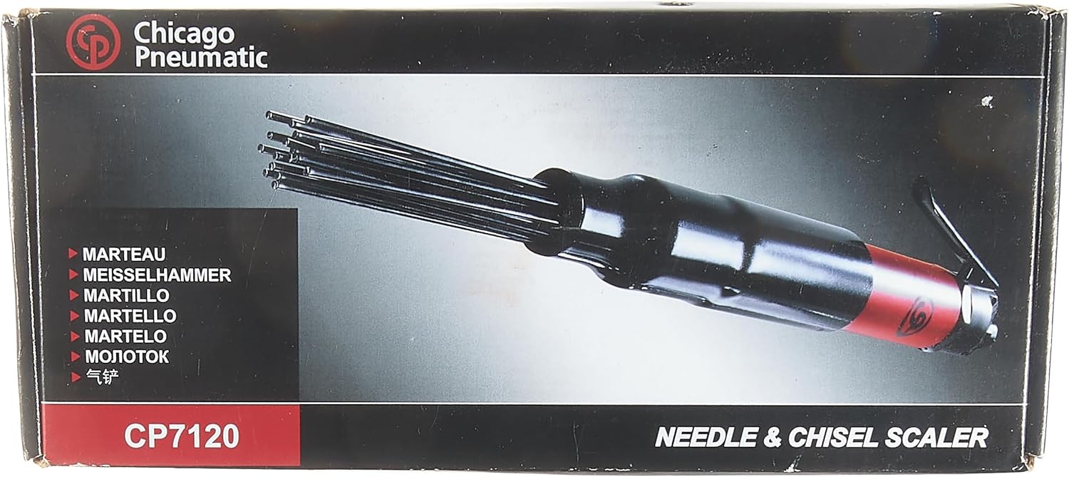Chicago Pneumatic CP7120 Air Powered Adjustable Needle Scaler and Chisel, 4,600 BPM, Red