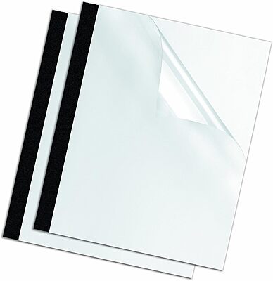 Fellowes Thermal Presentation Covers, 3/8-Inch, Transparent Front, Linen Textured Black Back, 10 per Pack (5256101)
