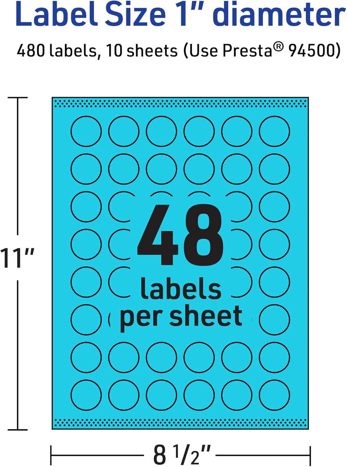 Avery Printable Round Labels, Sure Feed Technology, 1" Diameter, Bright Blue, Print-to-The-Edge, Laser/Inkjet