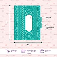 Barker Creek Designer File Folders, Bohemian, Multi-Design, Playful Patterns on Outside, Solid Colors on Inside, Letter Size