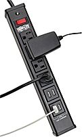 Tripp Lite 4 Outlet Surge Protector Power Strip, 6ft Cord, 450 Joules, 4 USB Charging Ports, Led, 10K Insurance (TLM446USBB), 14.25in. X 4.75in. X 2.00in Black