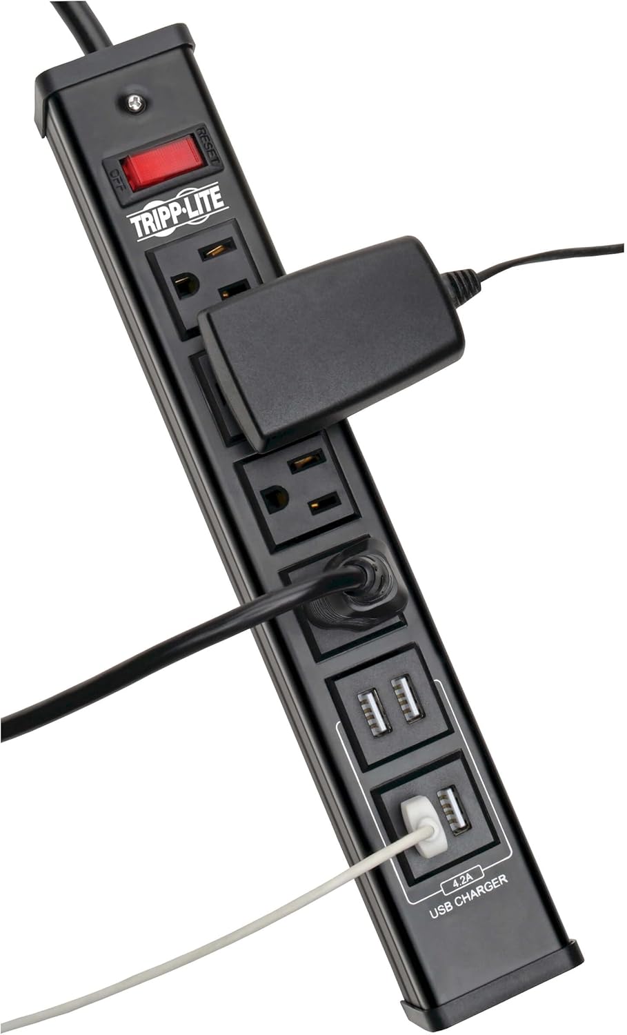 Tripp Lite 4 Outlet Surge Protector Power Strip, 6ft Cord, 450 Joules, 4 USB Charging Ports, Led, 10K Insurance (TLM446USBB)