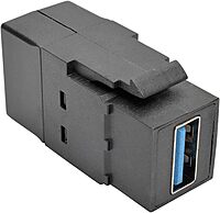 Tripp Lite USB 3.0 Keystone Panel Mount Coupler (F/F), All-in-One, Black (U325-000-KP-BK) USB 3.0 Coupler