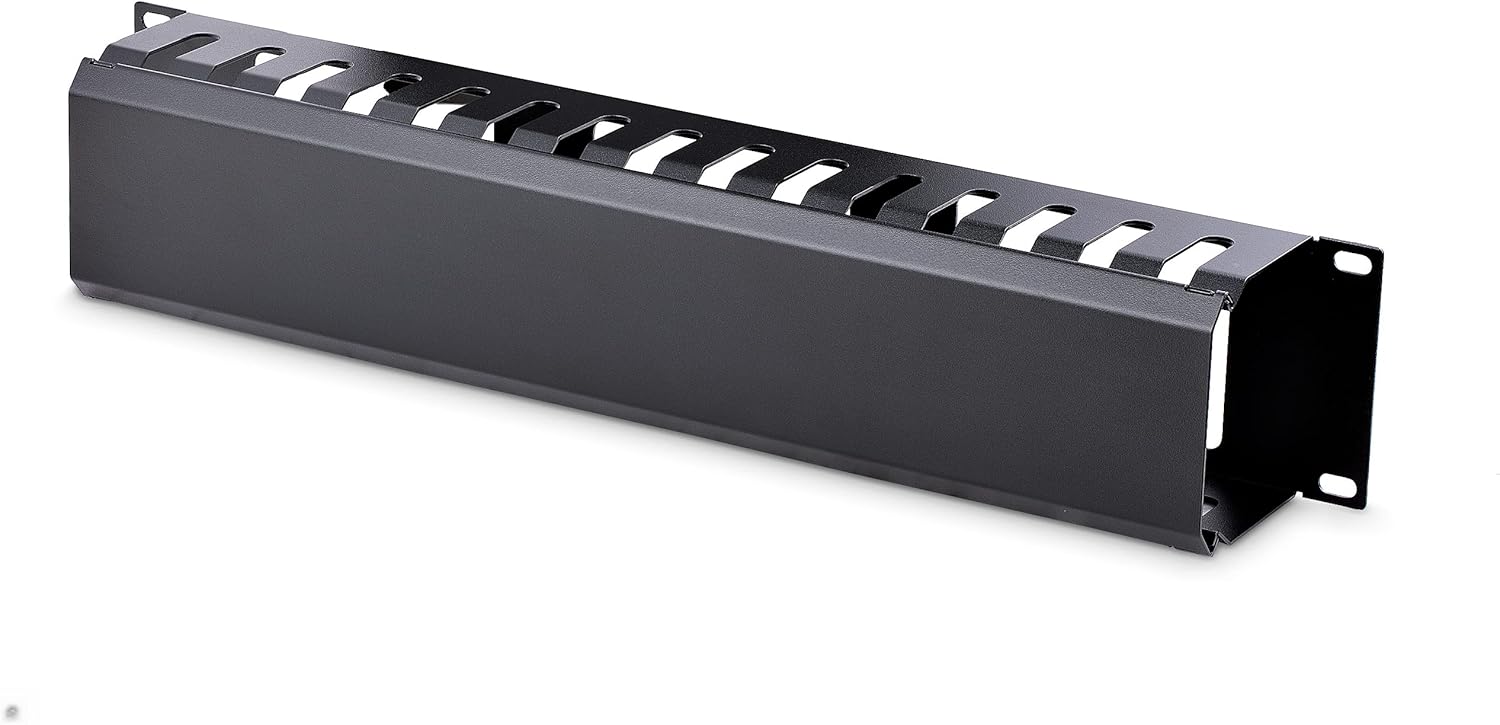 StarTech.com Horizontal 2U Server Rack Cable Management Finger Duct w/ Cover - 19" Network Rack Wire Duct Raceway Panel
