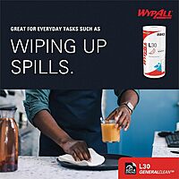 Wypall L30 General-Purpose Wipers - 11" x 10.40" - 70 Sheets/Roll - White - Perforated, Light Duty, Wet Strength, Soft, Reinforced, Absorbent, Solvent Resistant - for Face, Hand, General Purpose,