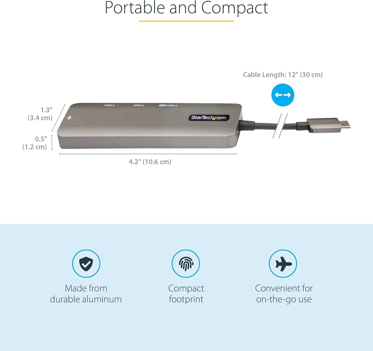 StarTech.com USB C Multiport Adapter - USB-C to HDMI 2.0b 4K 60Hz (HDR10), 100W Power Delivery Pass-Through