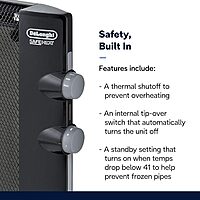 DeLonghi Mica Panel Space Heater, 1500W quiet electric space heater for indoor use, adjustable thermostat