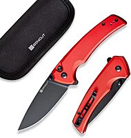 SENCUT Serene Button Lock Folding Pocket Knife with 3.48" D2 Stonewashed Blade, Aluminum Handle, Thumb Stud & Flipper