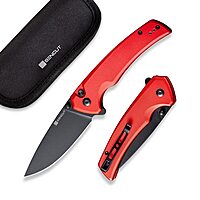 SENCUT Serene Button Lock Folding Pocket Knife with 3.48" D2 Stonewashed Blade, Aluminum Handle, Thumb Stud & Flipper