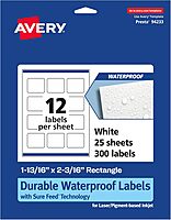 AVERY Durable Waterproof Rectangle Labels, Sure Feed Technology, 1-13/16" x 2-3/16"