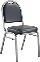 National Public Seating Dome-Back Stacking Chairs, Vinyl, Midnight Blue/Silvervein, Set of 2 - Model 9204-SV/2