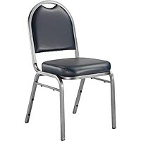 National Public Seating Dome-Back Stacking Chairs, Vinyl, Midnight Blue/Silvervein, Set of 2 - Model 9204-SV/2