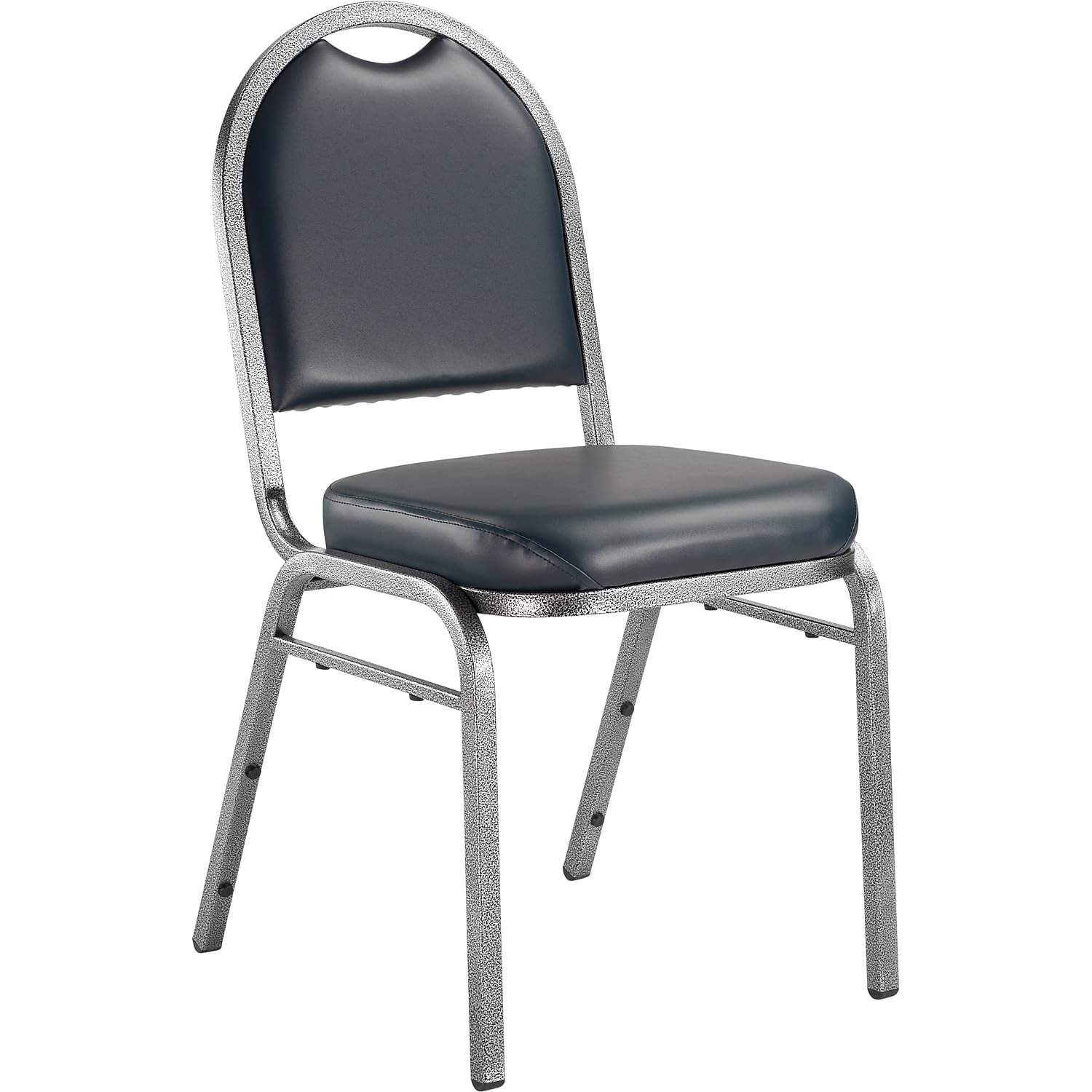 National Public Seating Dome-Back Stacking Chairs, Vinyl, Midnight Blue/Silvervein, Set of 2 - Model 9204-SV/2