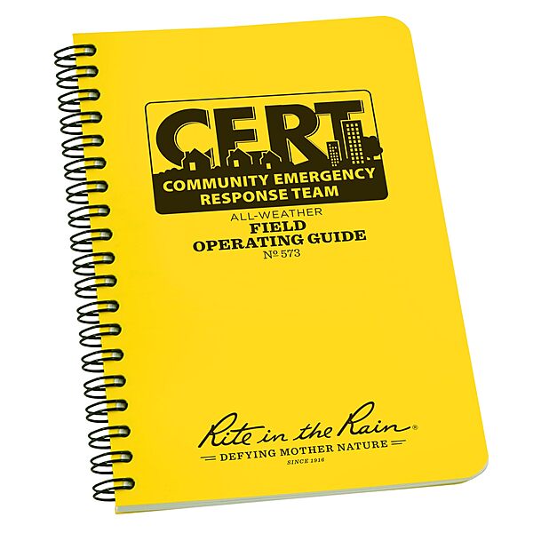 Rite in the Rain Weatherproof Side Spiral Notebook, 4.625" x 7", Yellow Cover, CERT Field Operator's Guide FOG (No. 573)