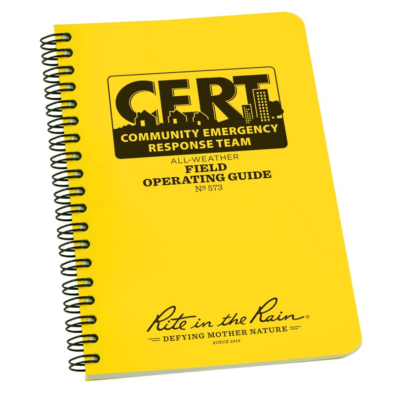 Rite in the Rain Weatherproof Side Spiral Notebook, 4.625" x 7", Yellow Cover, CERT Field Operator's Guide FOG (No. 573)