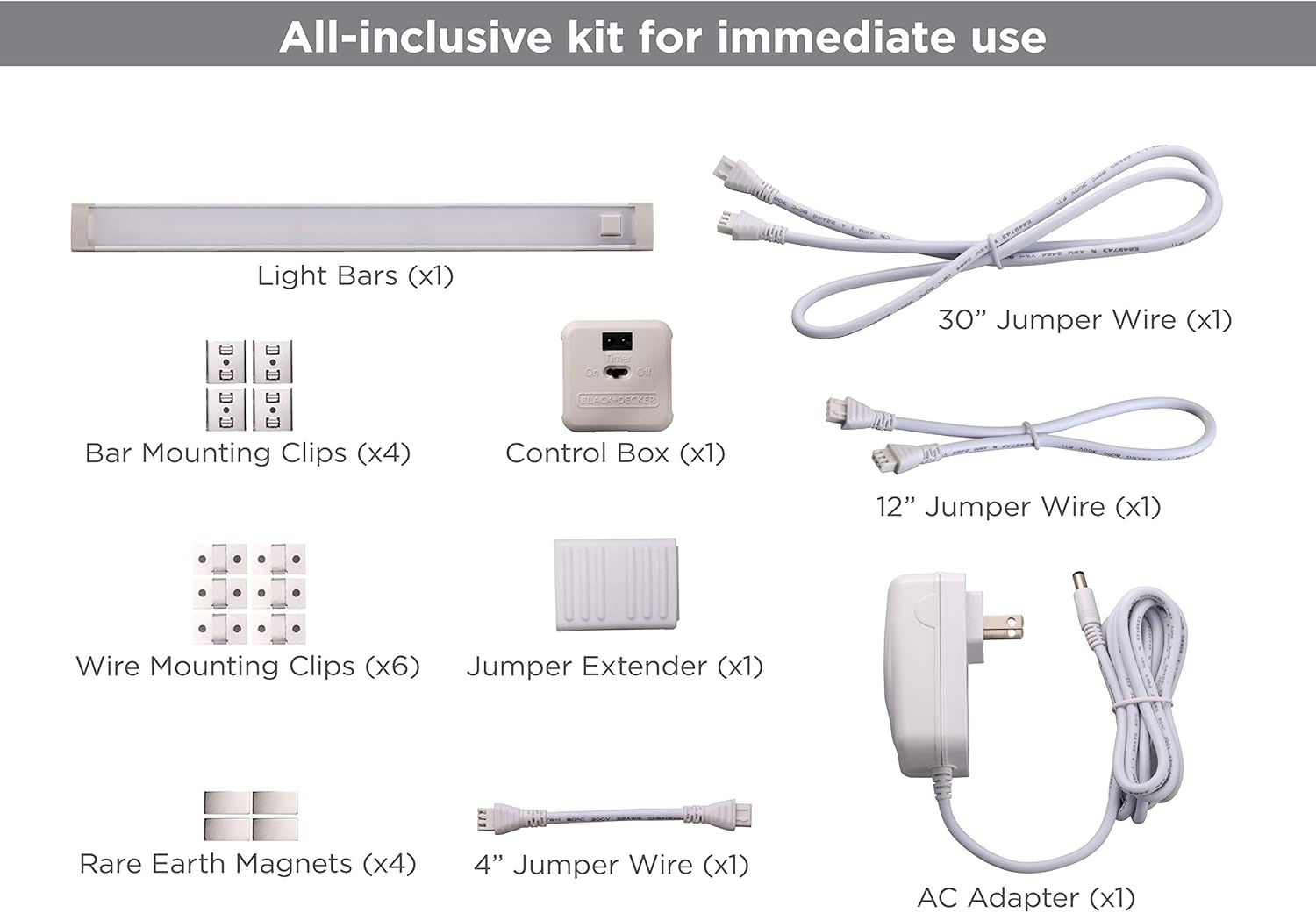 BLACK+DECKER PUREOPTICS LED Under-Cabinet Dimmable Linkable Lighting Kit