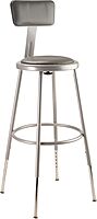 National Public Seating 6424HB Grey Steel Stool with Vinyl Upholstered Seat Adjustable and Backrest, 25"-33"