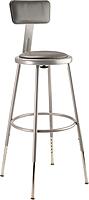 National Public Seating 6424HB Grey Steel Stool with Vinyl Upholstered Seat Adjustable and Backrest, 25"-33"