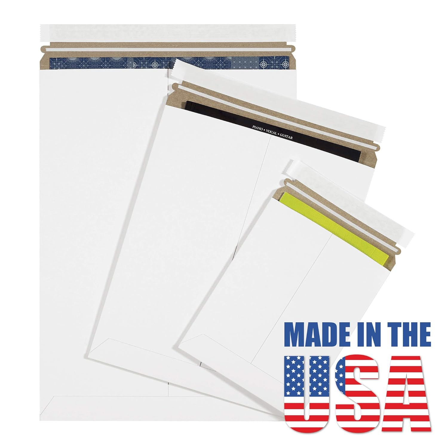 Aviditi 6 x 8" Stayflats Brand Rigid Flat Mailers, White (Pack of 100) Photo Document Mailers, Peel & Seal Closure