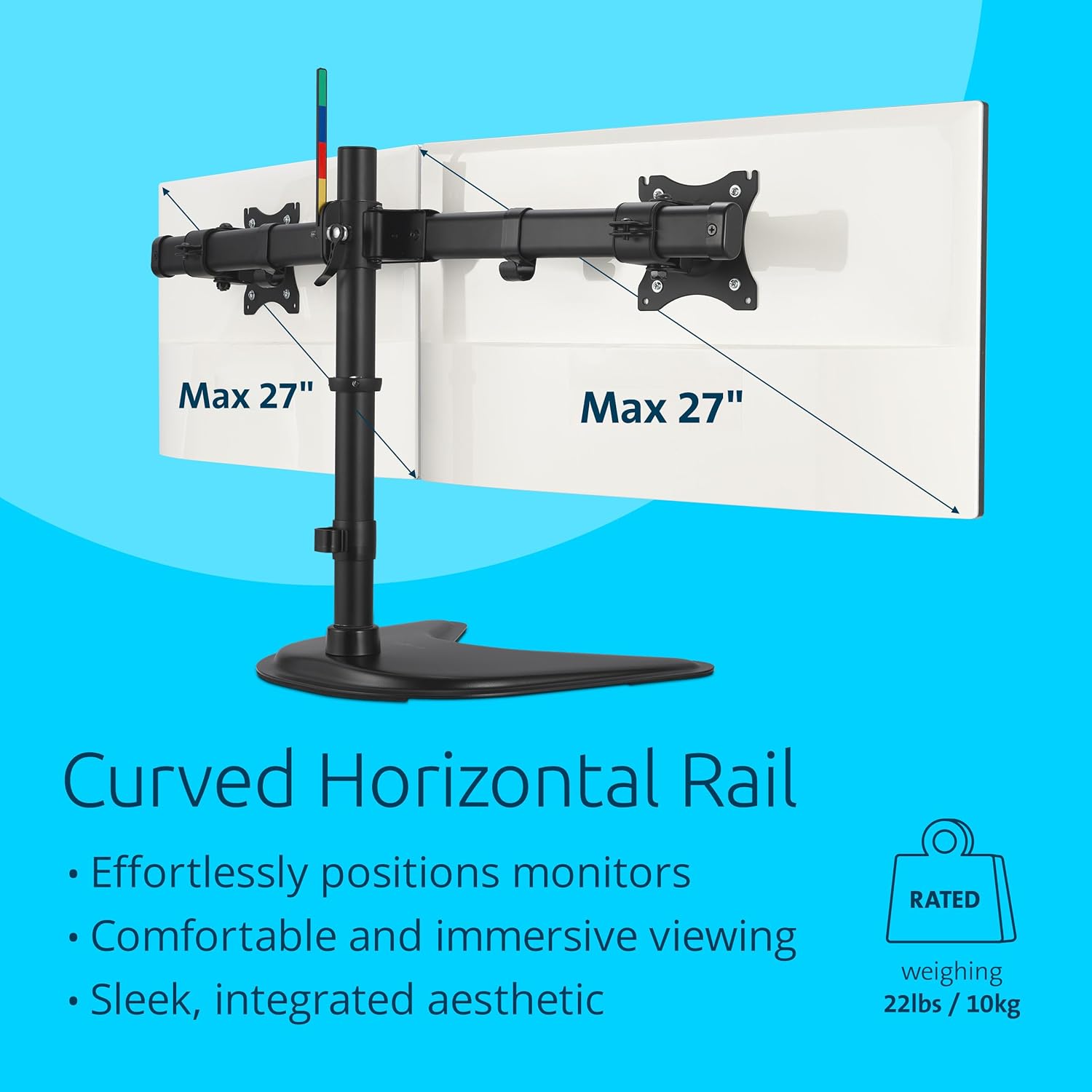 Kensington SmartFit Ergo Freestanding Dual Monitor Stand for 2 Screens Up To 27 Inch 22lbs, Quick-release Handle